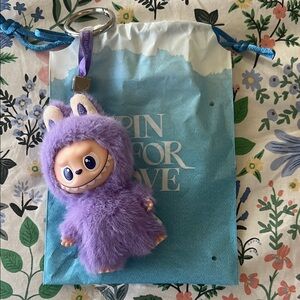 Purple Furry Keychain with Cute Character